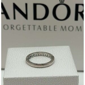 Pandora Logo Band Ring Hearts Inside Sterling Silver 925 ALE Size 5.5